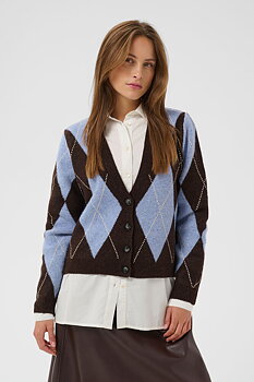 Argyle cardigan blue/brown
