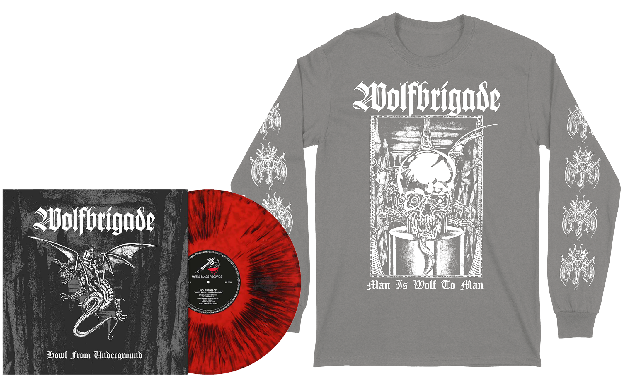 WOLFBRIGADE - Howl From Underground LP + Man GRÅ Longsleeve BUNDLE (PRE-ORDER)