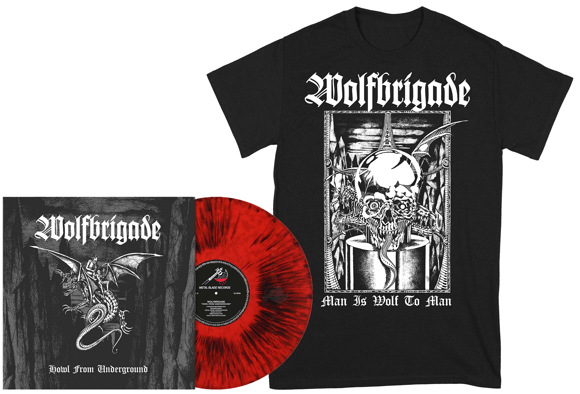 WOLFBRIGADE - Howl From Underground LP + Man SVART T-shirt BUNDLE (PRE-ORDER)