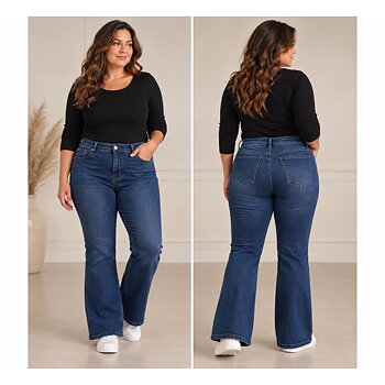 Stretchjeans med fickor, blå 