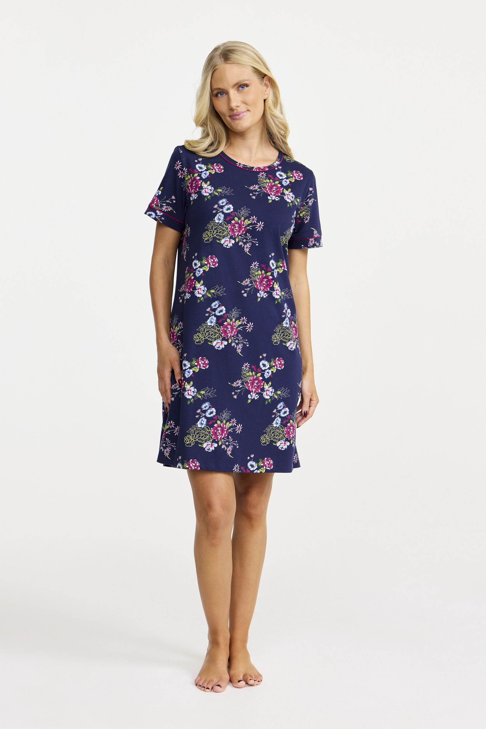 Damella 60443-320 Nightdress short sleeve Navy pink - 3