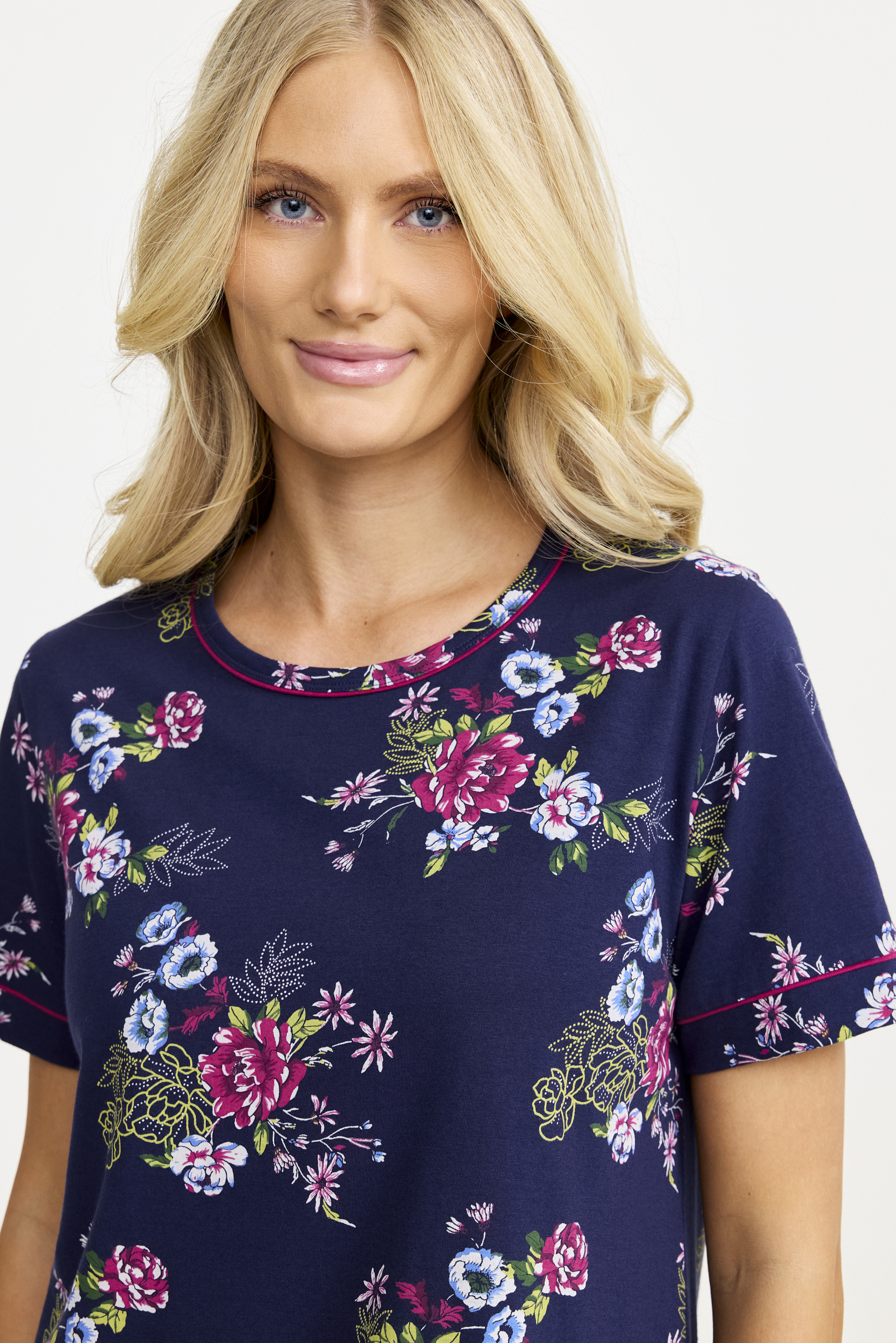 Damella 60443-320 Nightdress short sleeve Navy pink - 4