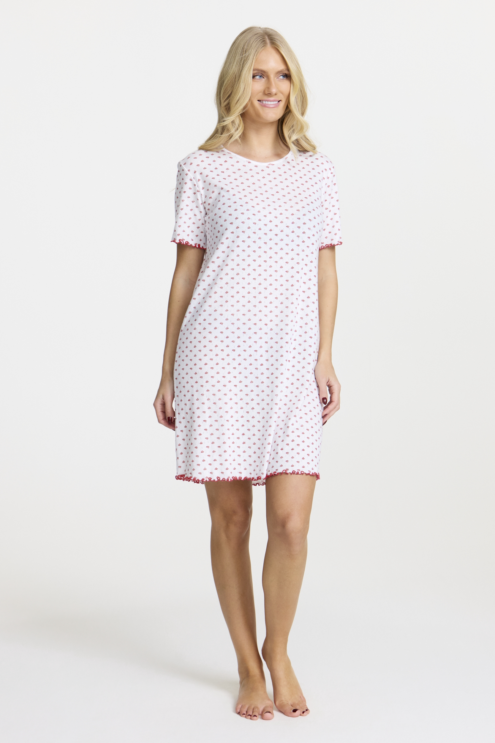 Damella 60470-378 Nightdress short sleeve Ivory red - 3