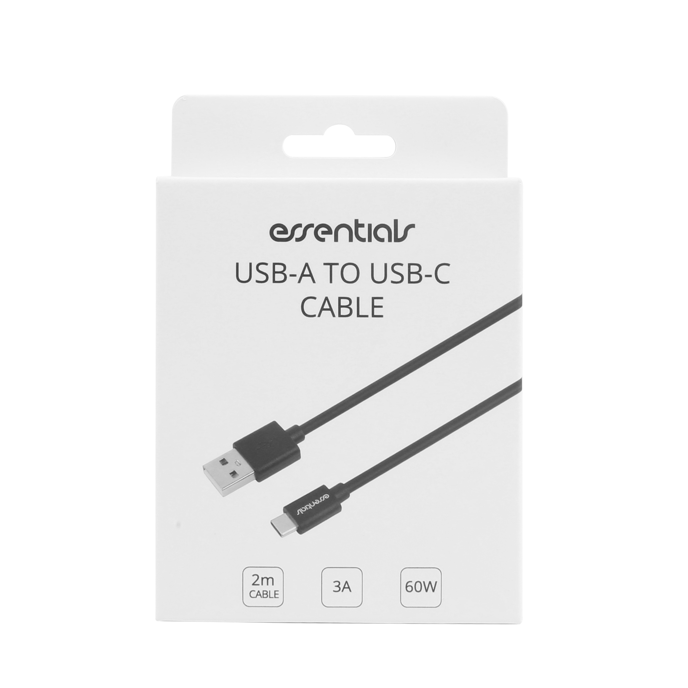 Essentials USB-A - USB-C Kabel 2m, Svart - 2