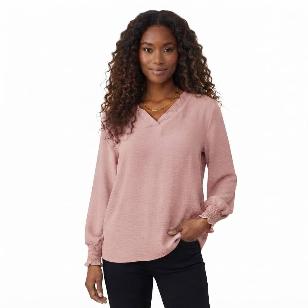 Elegant Rosa Viskosblus Rak Modell