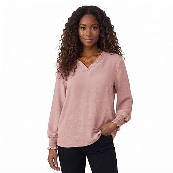 Elegant Rosa Viskosblus Rak Modell