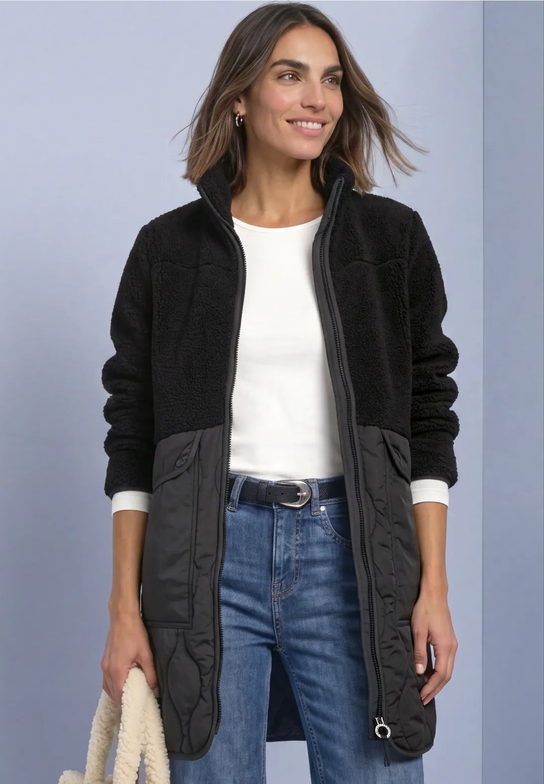 Mat Mix Teddy Coat - Black - Street One