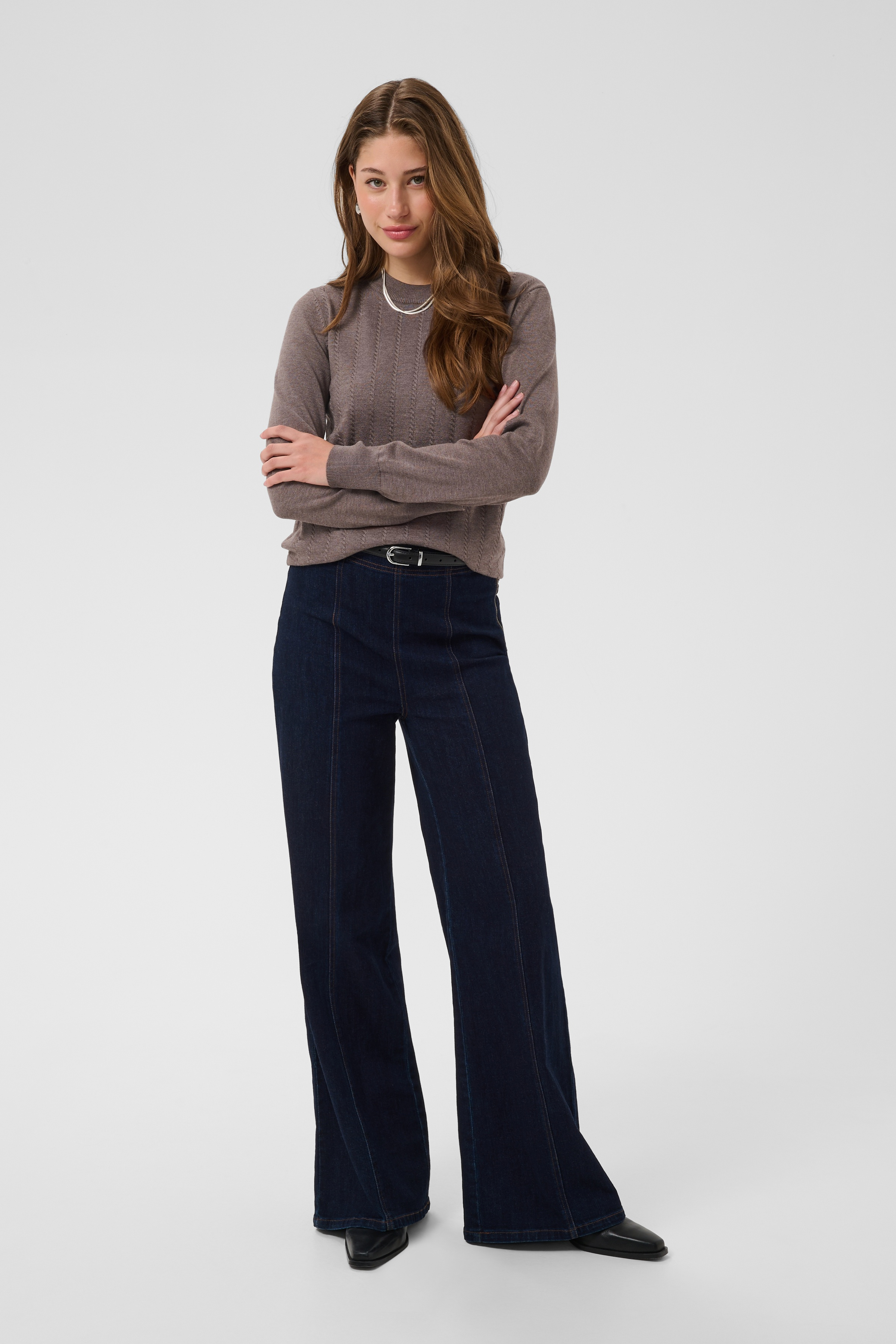MilaSZ Thin Cabel LS Pullover Mink Melange - 4