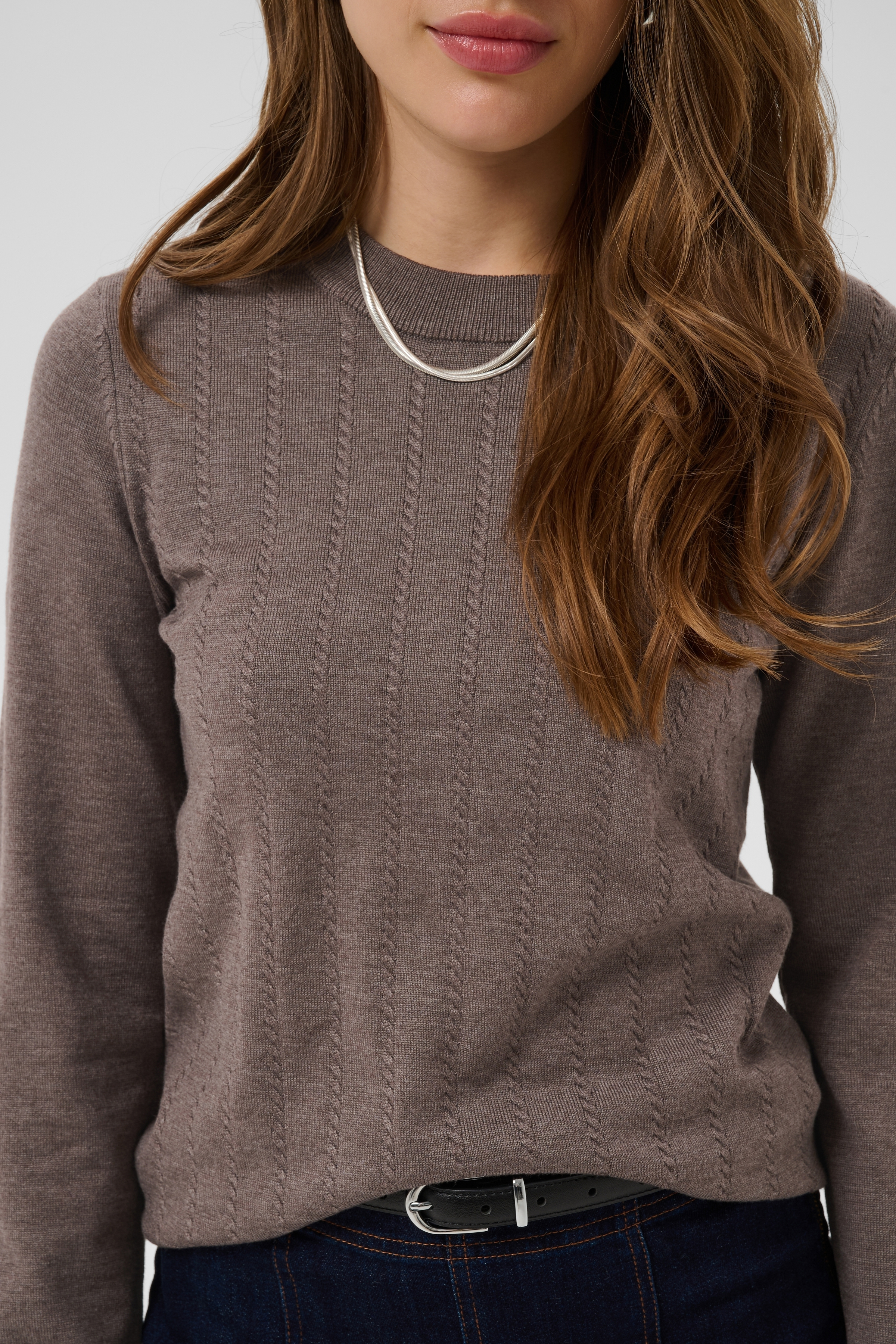MilaSZ Thin Cabel LS Pullover Mink Melange - 3
