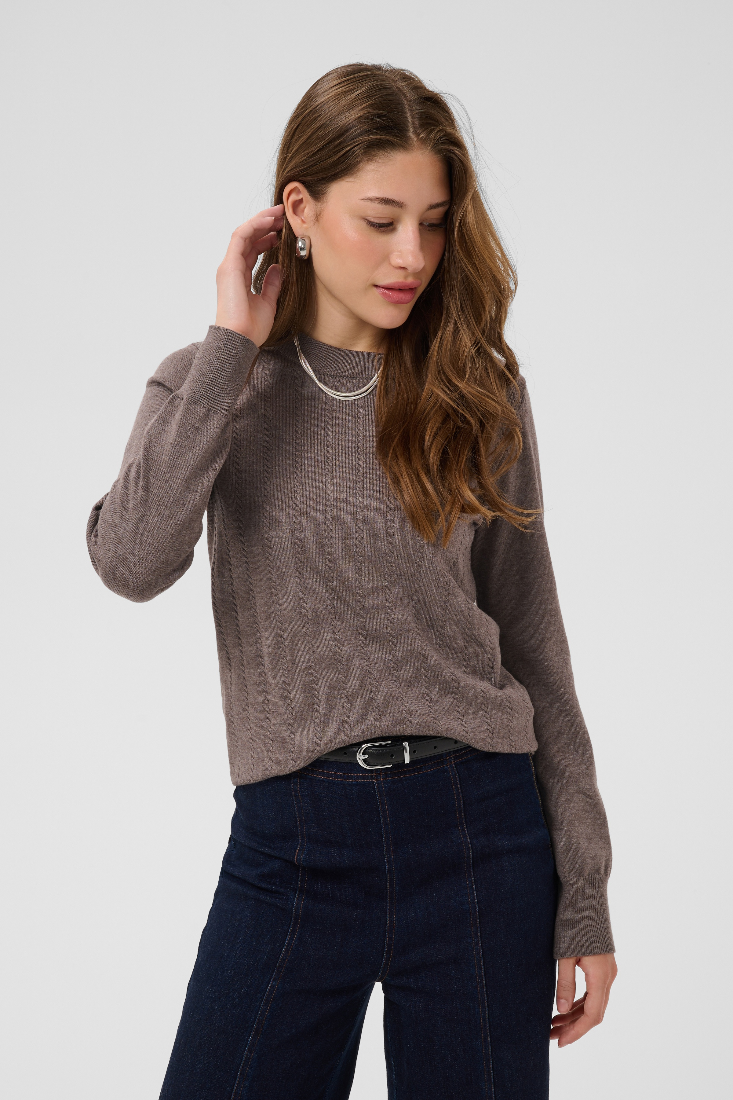 MilaSZ Thin Cabel LS Pullover Mink Melange - 5