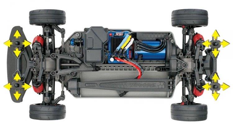 Traxxas 4-Tec 2.0 VXL 4WD TQi TSM utan Kaross, Batteri & Ladd - 19