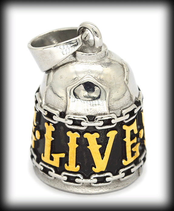 Live to ride angel bell / Guardian bell  i guldpläterat rostfritt stål.