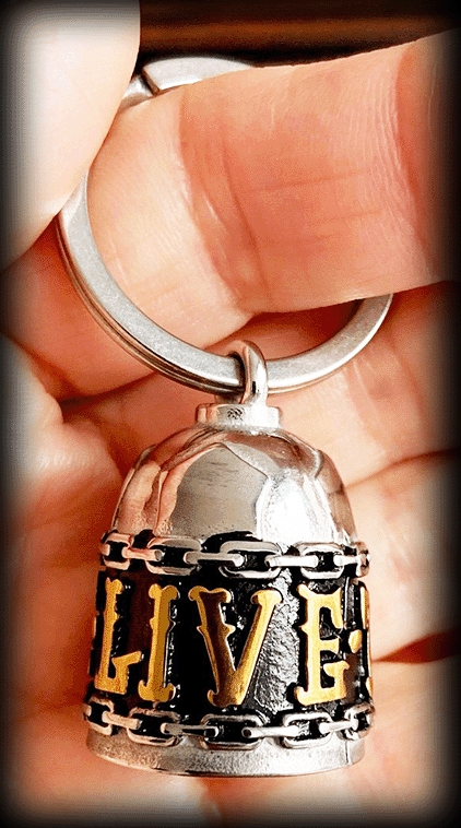 Live to ride angel bell / Guardian bell  i guldpläterat rostfritt stål. - 2