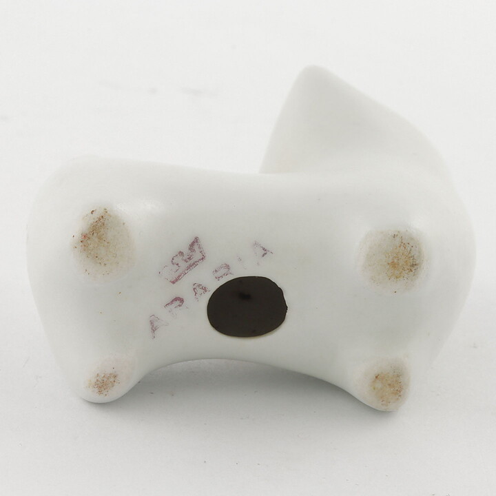 アラビア社  白いネコ  黄色い縞模様  5cm  1960年代