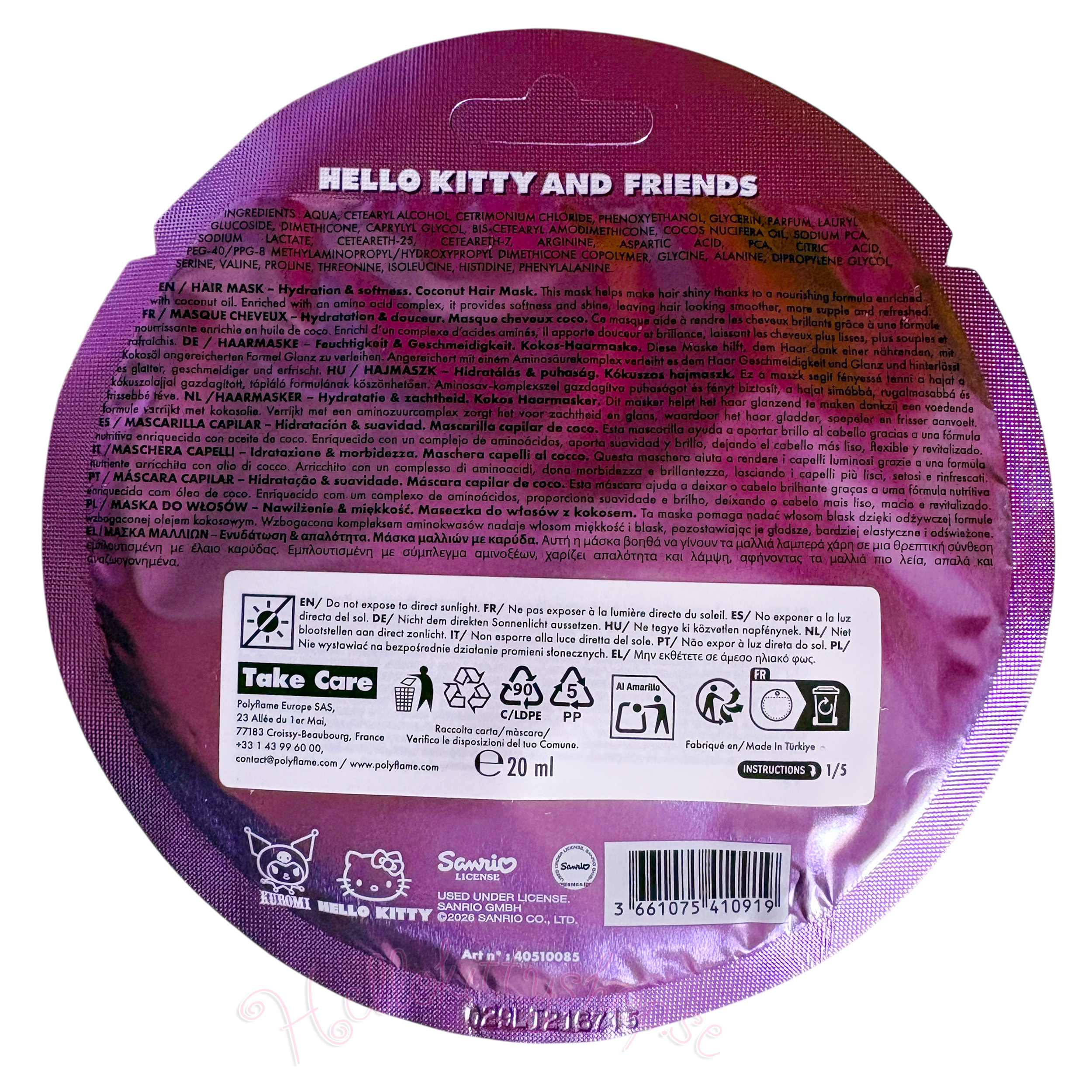 Hello Kitty and Friends Återfuktande Hårinpackning – Kokosnöt - 2