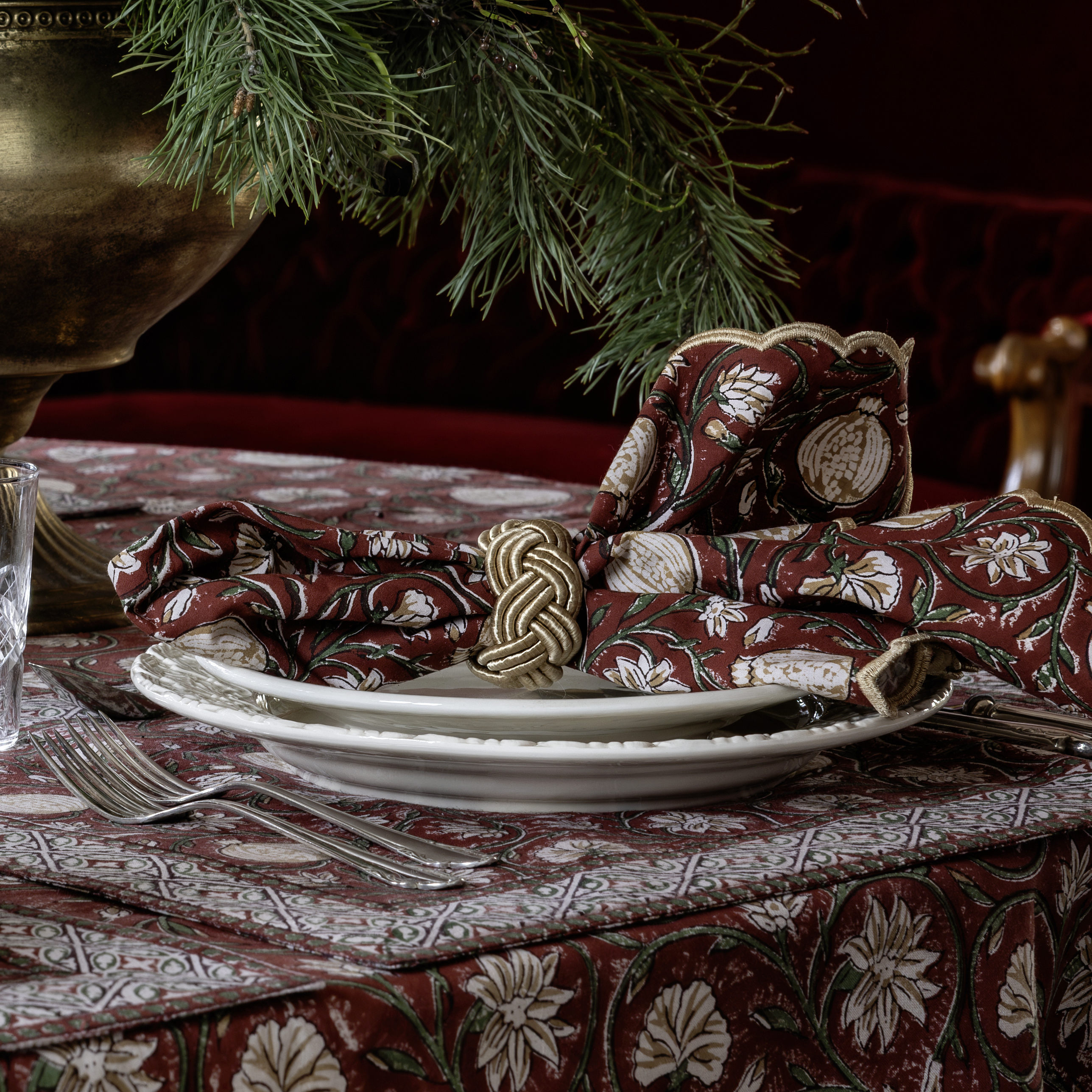 Bomullsduk Tangier Pomegranate Red & Green - 6