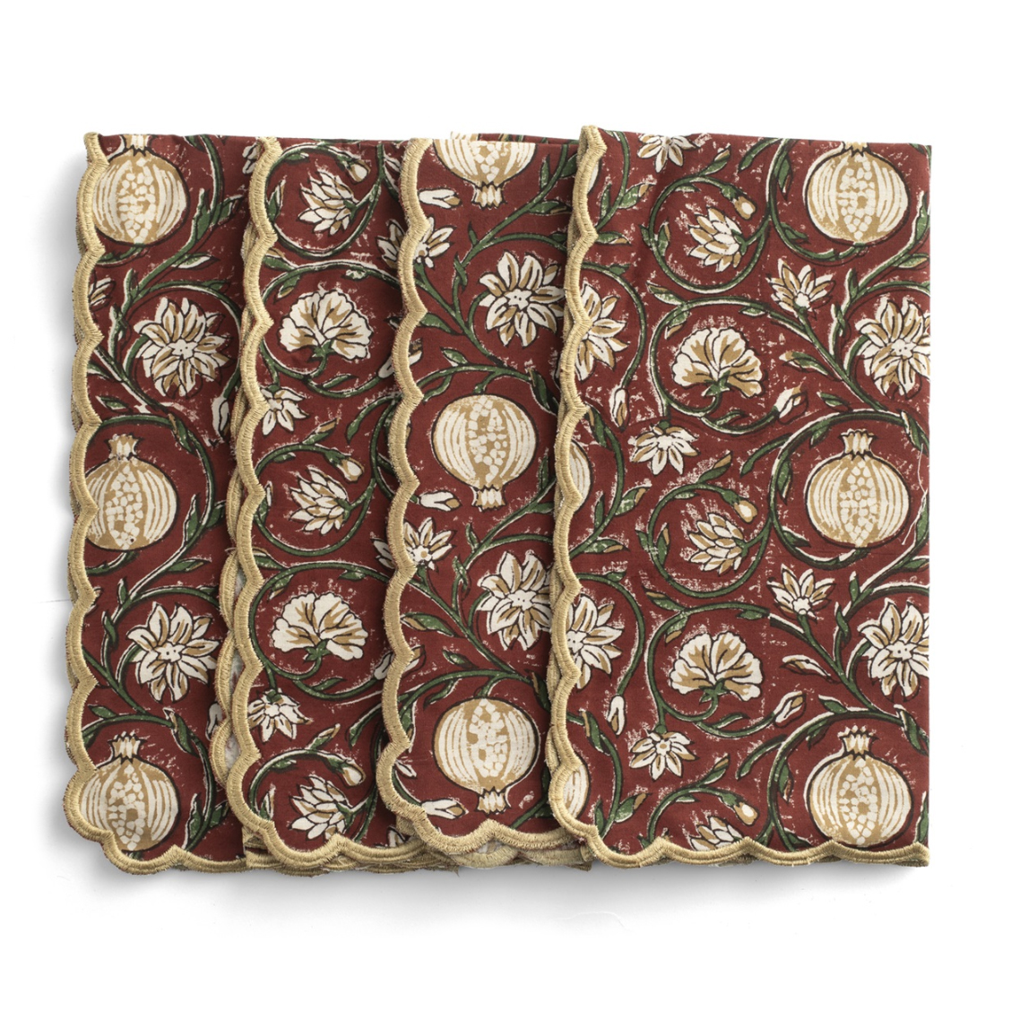 Tygservetter Tangier Pomegranate Red & Green – 4 st.