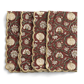 Tygservetter Tangier Pomegranate Red & Green – 4 st.