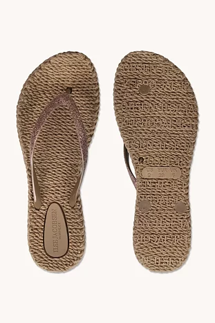 Flip Flops med Glitter -Mocca