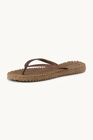 Flip Flops med Glitter -Mocca