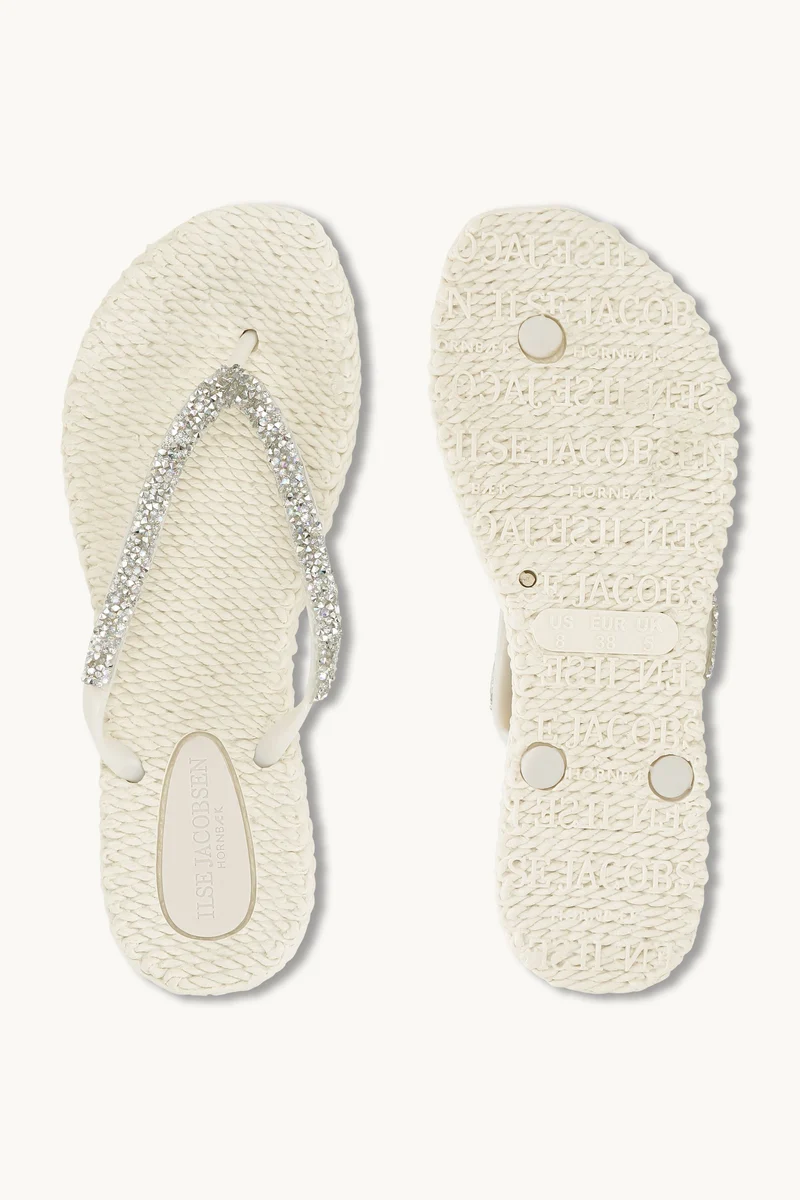Flip Flops With Rhinestones - Creme - 2