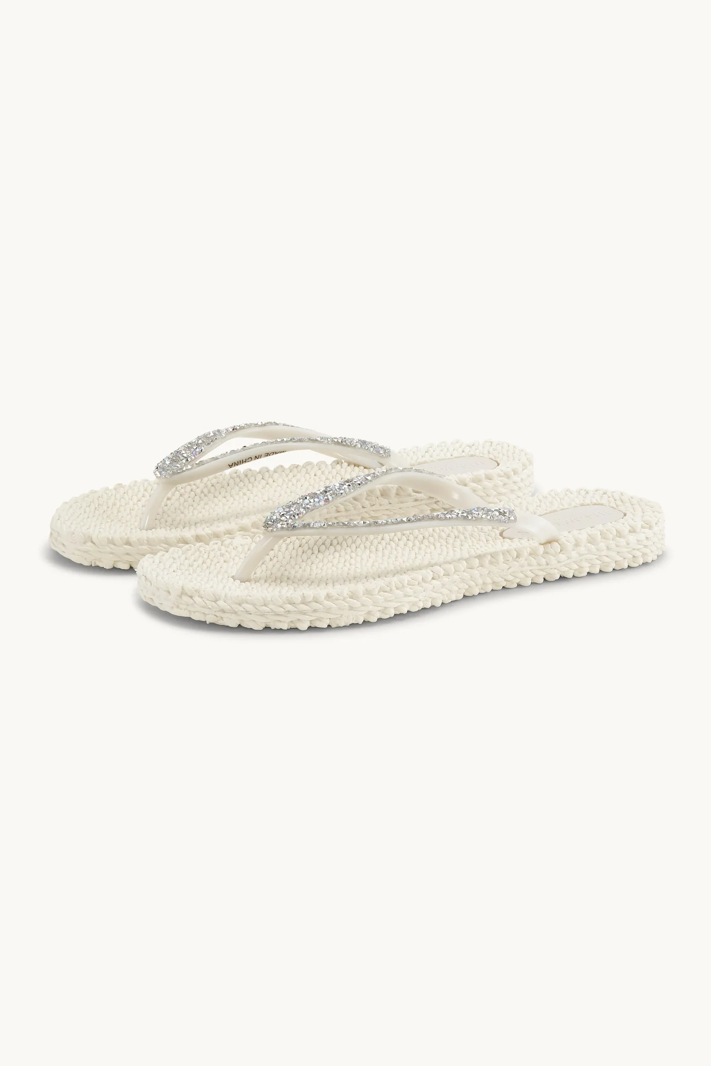 Flip Flops With Rhinestones - Creme - 3