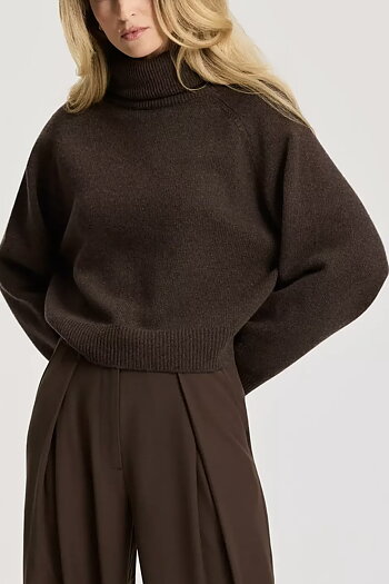 Deblon - Lux Cropped Turtleneck Cacao Melange