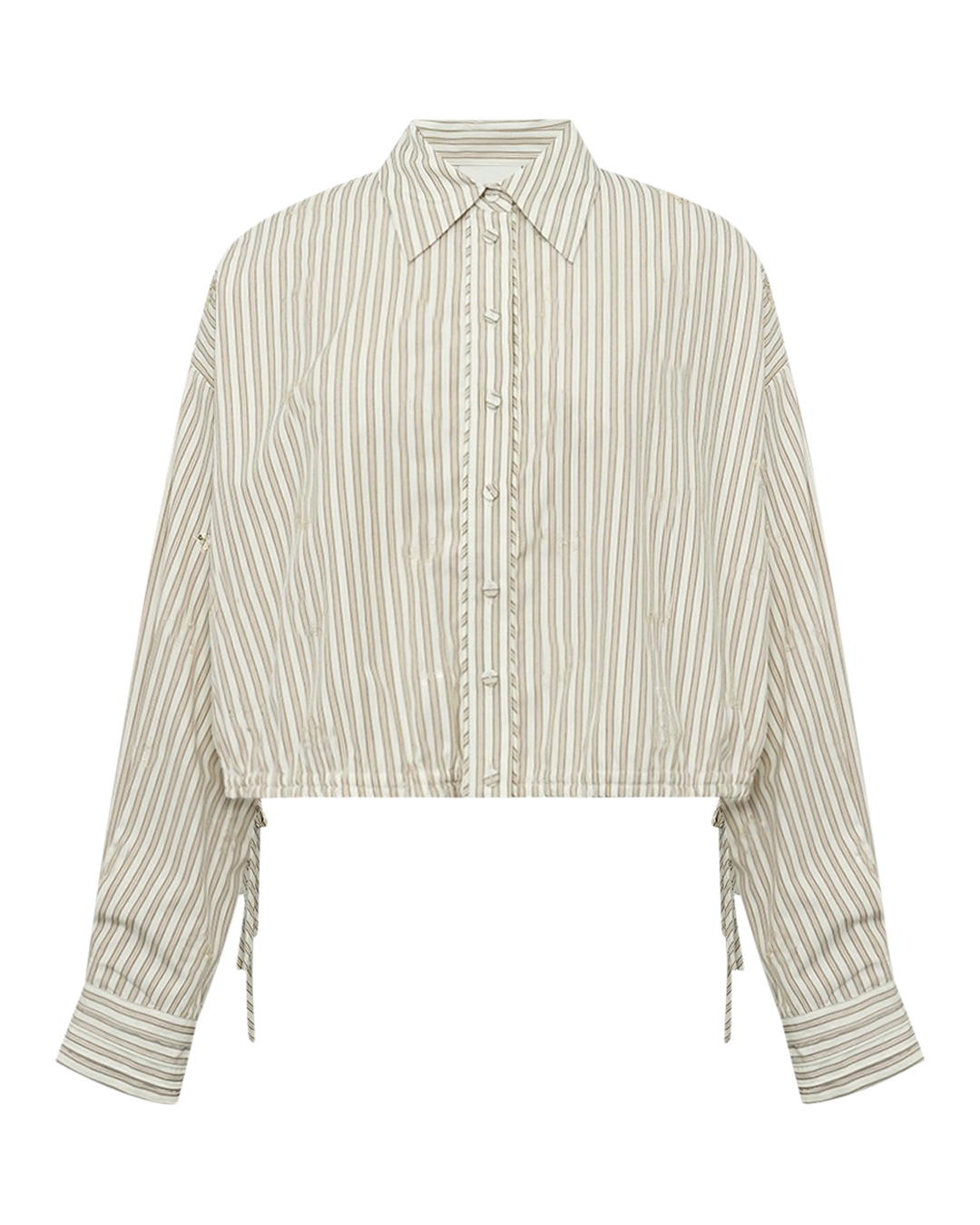 Skjorta Gemma dragsko randig offwhite/brun