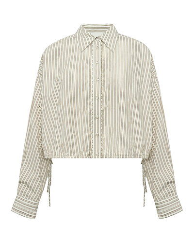 Skjorta Gemma dragsko randig offwhite/brun