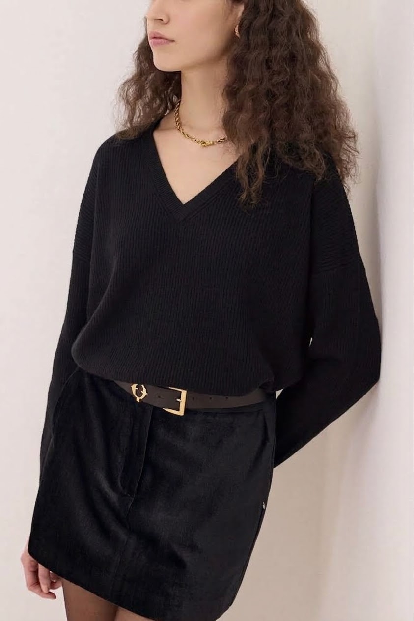 OttodÁme - Oversized V-Neck Sweater Black