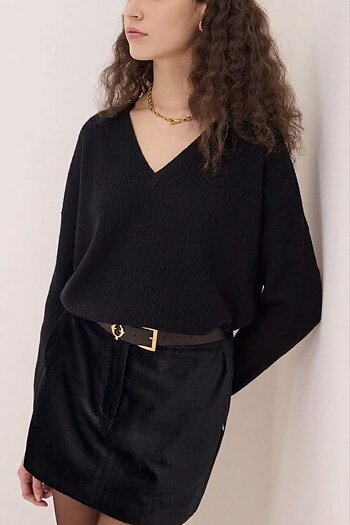 OttodÁme - Oversized V-Neck Sweater Black