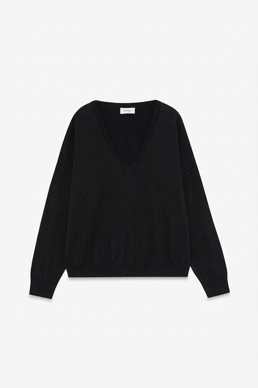 OttodÁme - Oversized V-Neck Sweater Black - 4
