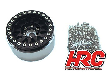 HRC HRC65101BK Wheels - 1/10 Crawler - 1.9" - 12mm Hex - Aluminium - 10-Spokes Beadlock - Black (4 pcs)