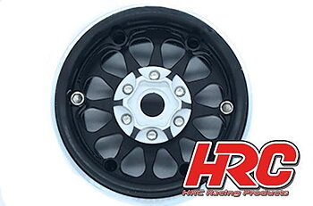 HRC HRC65101BK Wheels - 1/10 Crawler - 1.9" - 12mm Hex - Aluminum - 10-Spoke Beadlock - Black (4 pcs)