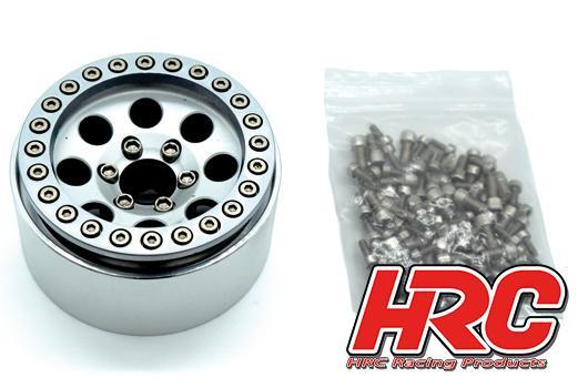 HRC HRC65102S Wheels - 1/10 Crawler - 1.9" - 12mm Hex - Aluminium - 8-Spokes - Silver (4 pcs)
