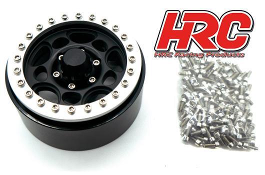 HRC HRC65104BKS Wheels - 1/10 Crawler - 1.9" - 12mm Hex - Aluminium - 5-Spokes - Black / Silver (4 pcs)