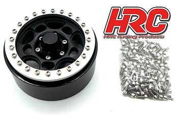 HRC HRC65104BKS Wheels - 1/10 Crawler - 1.9" - 12mm Hex - Aluminium - 5-Spokes - Black / Silver (4 pcs)