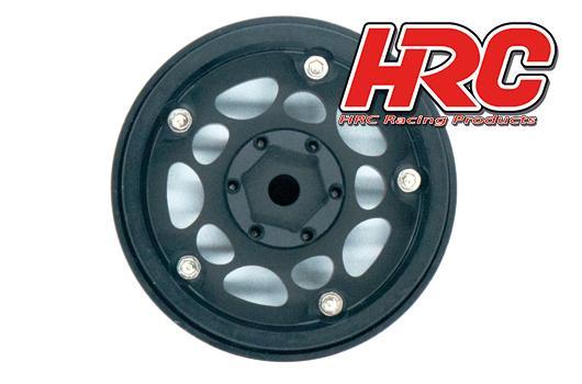 HRC HRC65104BKS Wheels - 1/10 Crawler - 1.9" - 12mm Hex - Aluminium - 5-Spokes - Black / Silver (4 pcs) - 2
