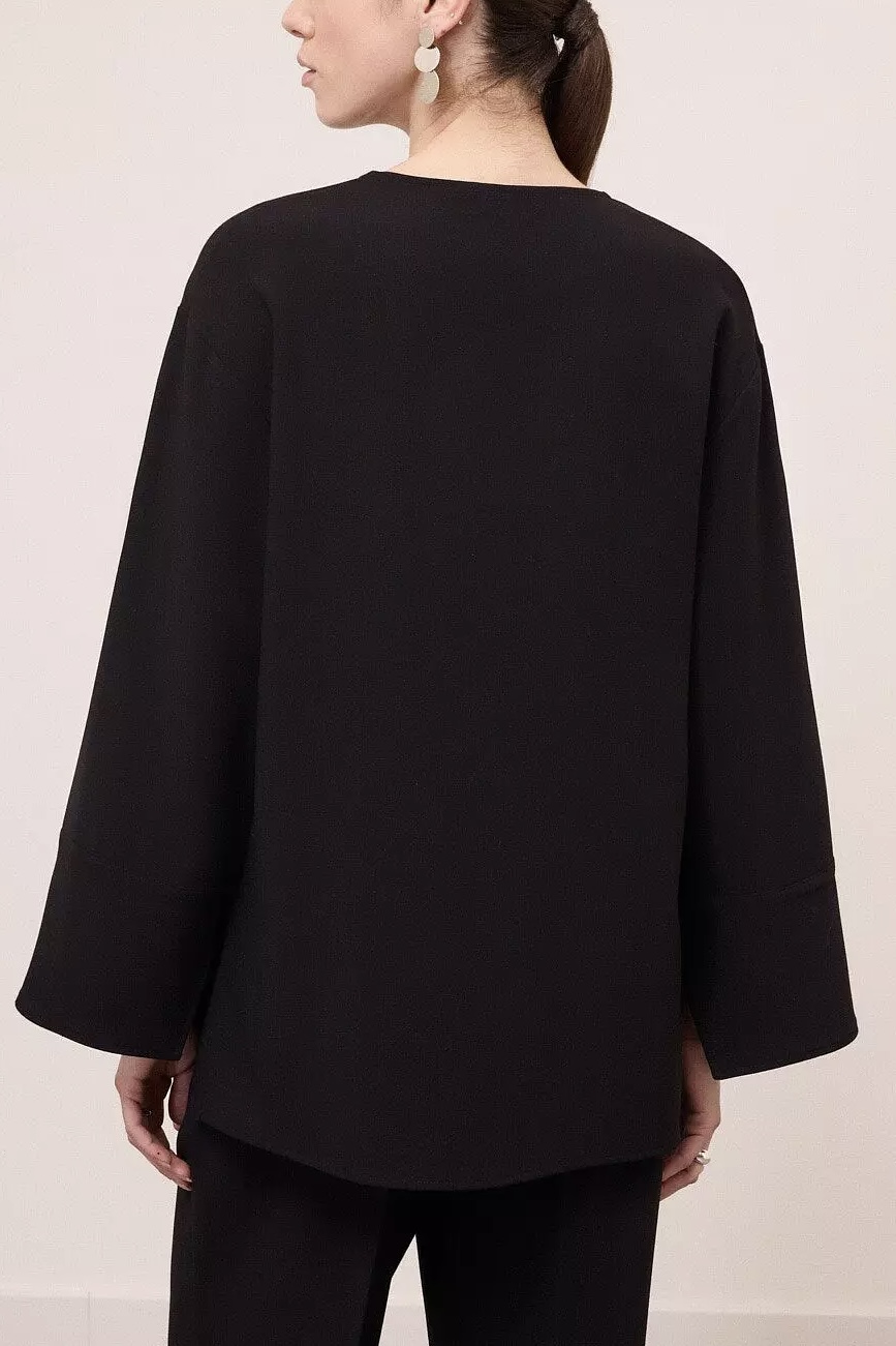 OttodÁme - Oversized Blouse With Slits Black - 3