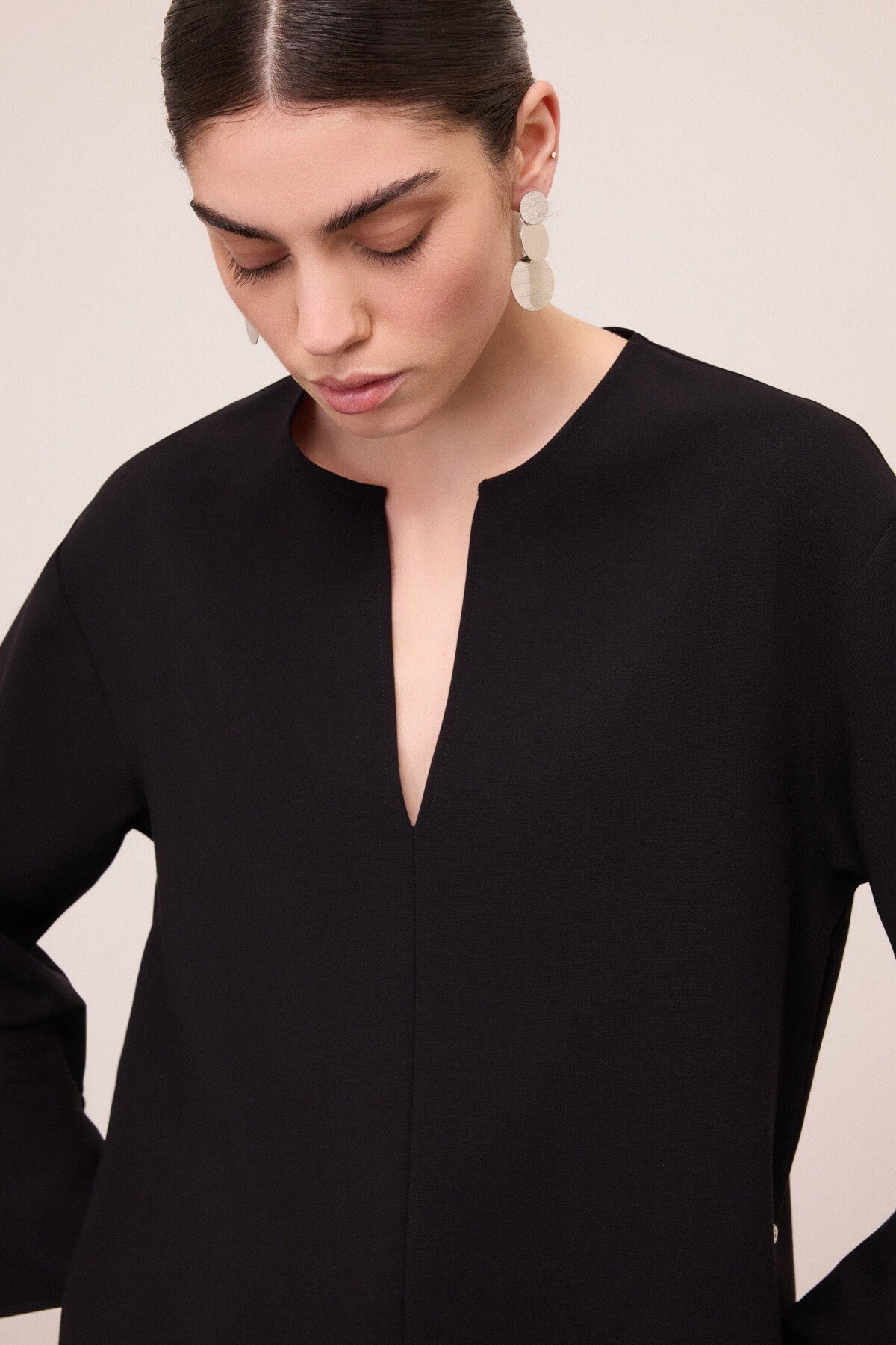 OttodÁme - Oversized Blouse With Slits Black - 4