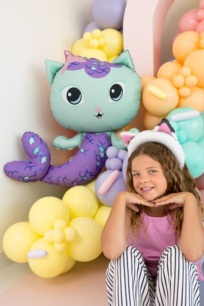 MerCat ballong som dekoration till Gabby's Dollhouse kalas