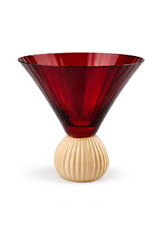 Glass red/beige