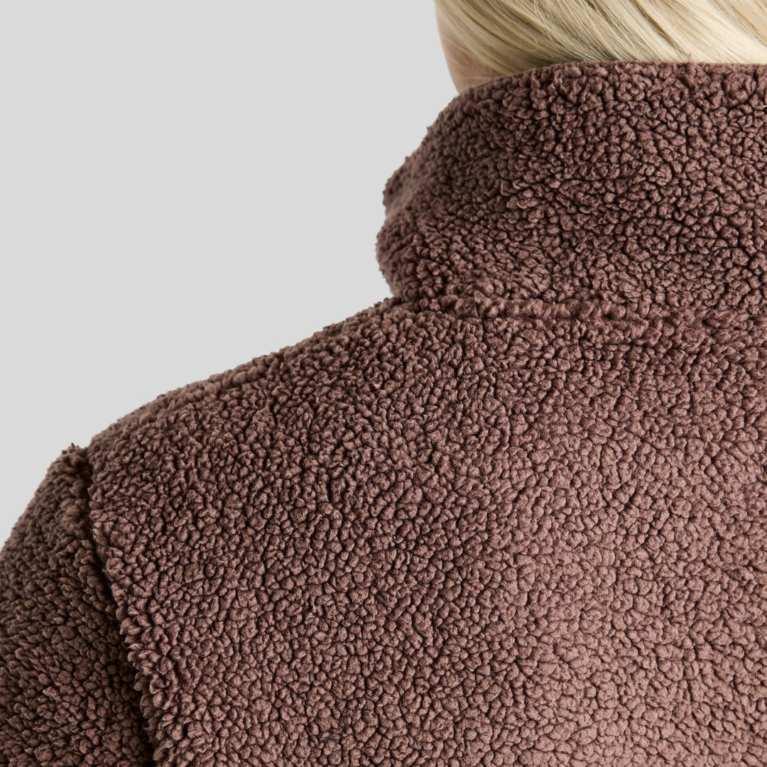 MONTAR MOEBBA TEDDY PILE Q-ZIP JACKET W. GOLDEN QUARTZ CRYSTAL TAPE - NOUGAT BROWN - 4