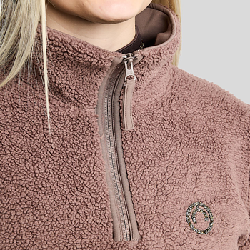 MONTAR MOEBBA TEDDY PILE Q-ZIP JACKET W. GOLDEN QUARTZ CRYSTAL TAPE - NOUGAT BROWN