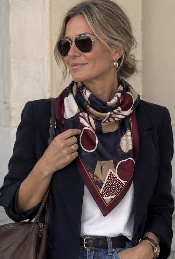 Scarf Mönstrad Röd/Grå/Vit