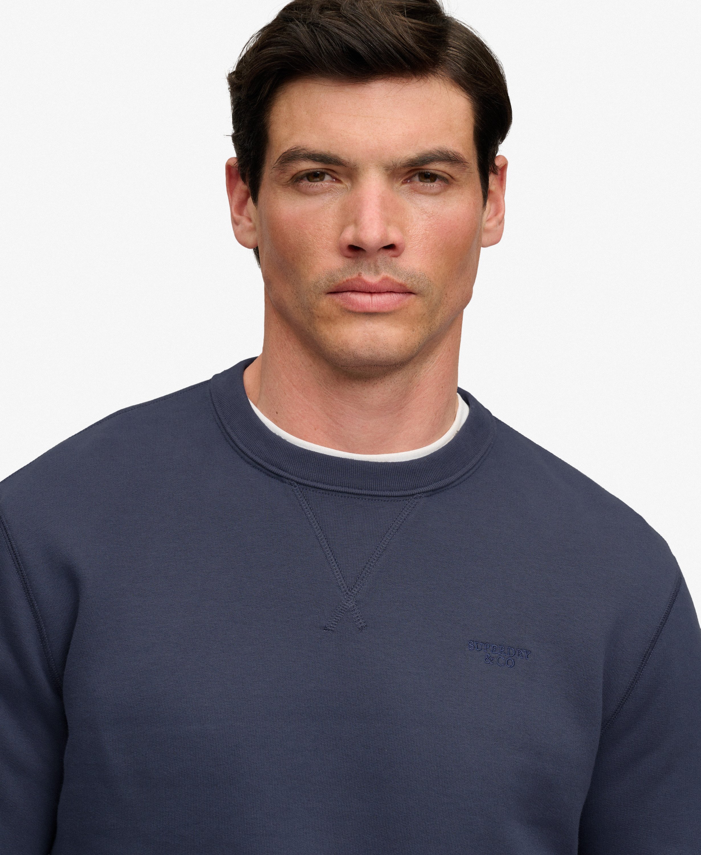 Superdry - Essential Stacked Logo Crew - Soft Navy - 3