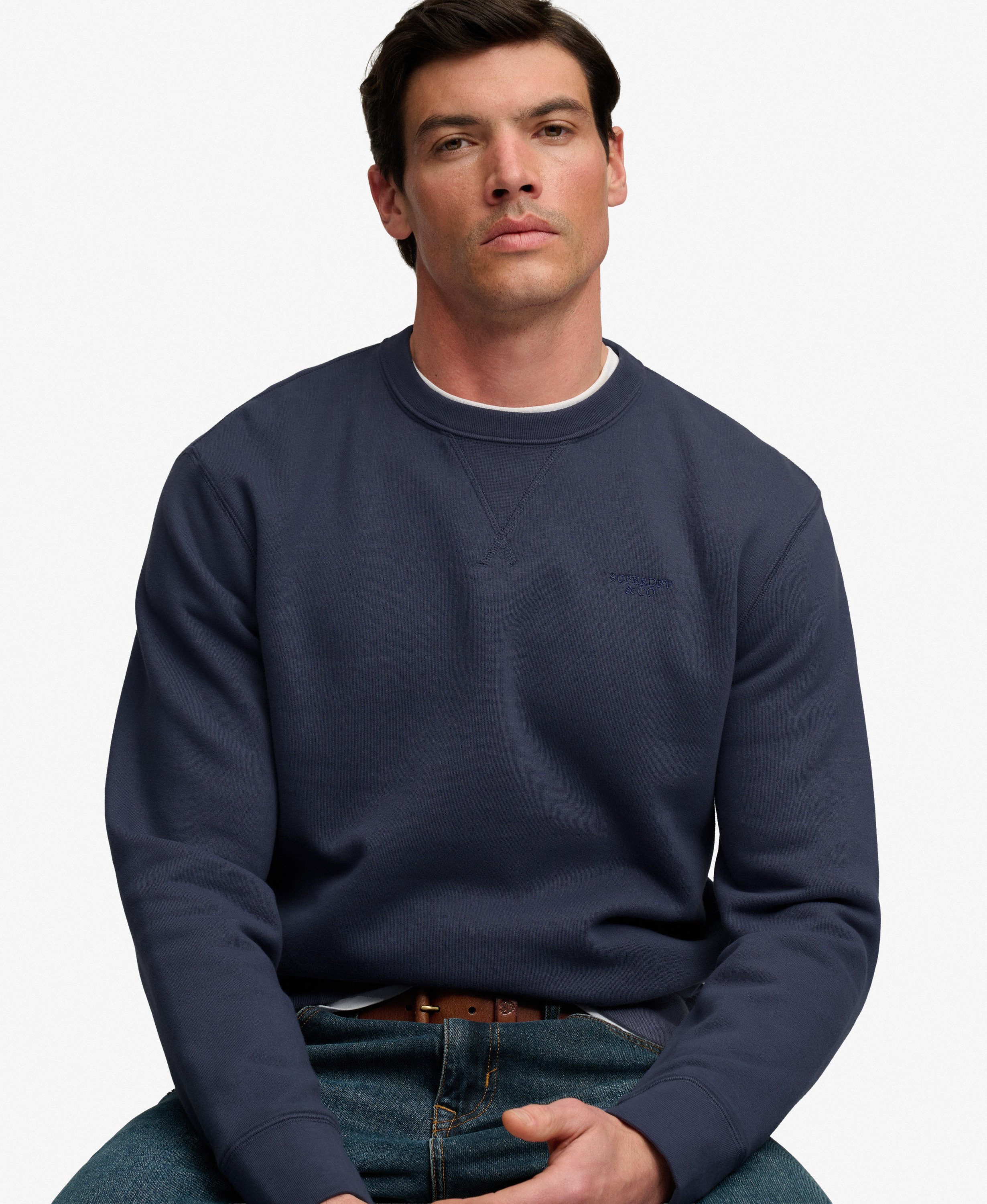Superdry - Essential Stacked Logo Crew - Soft Navy - 4