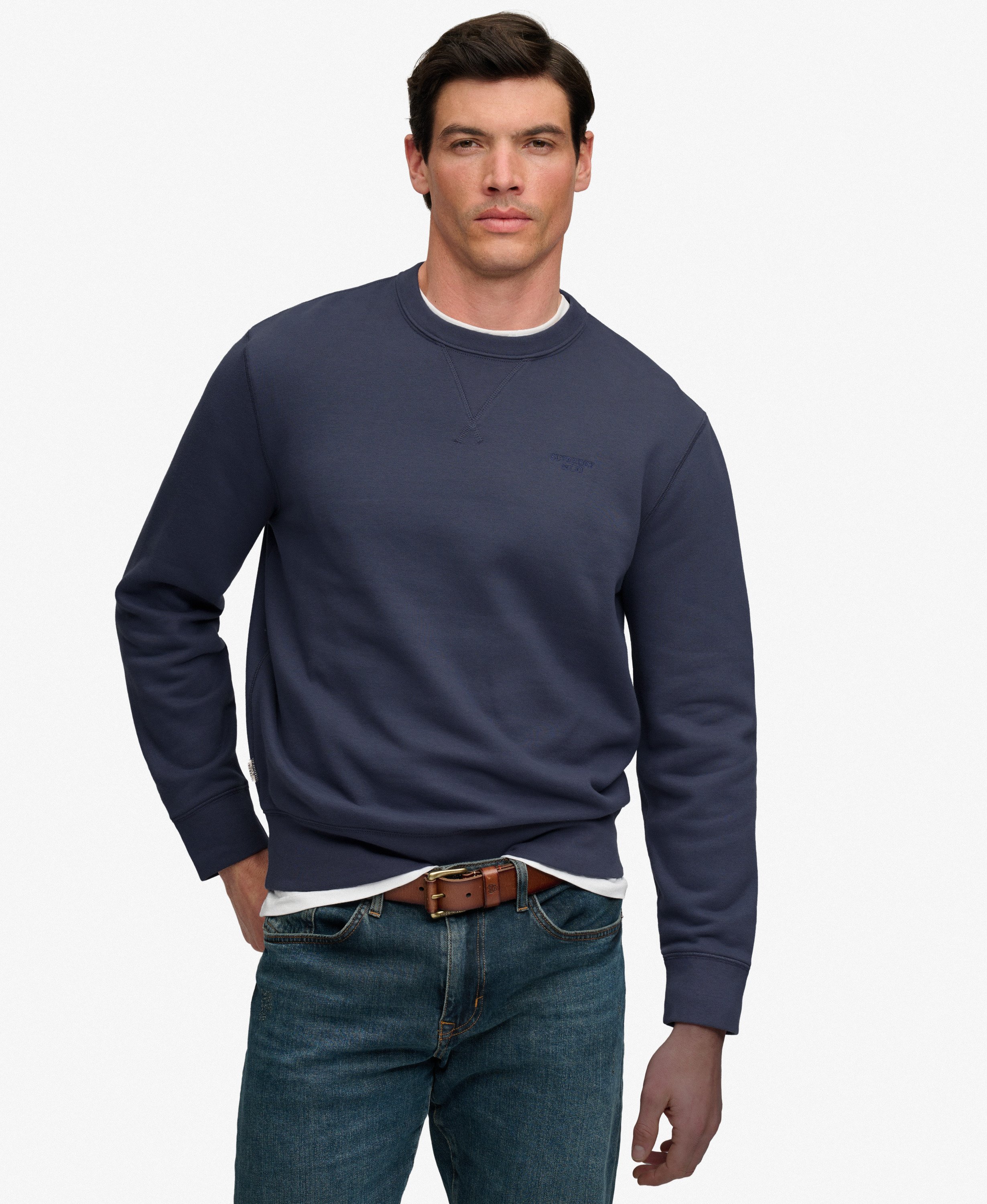 Superdry - Essential Stacked Logo Crew - Soft Navy