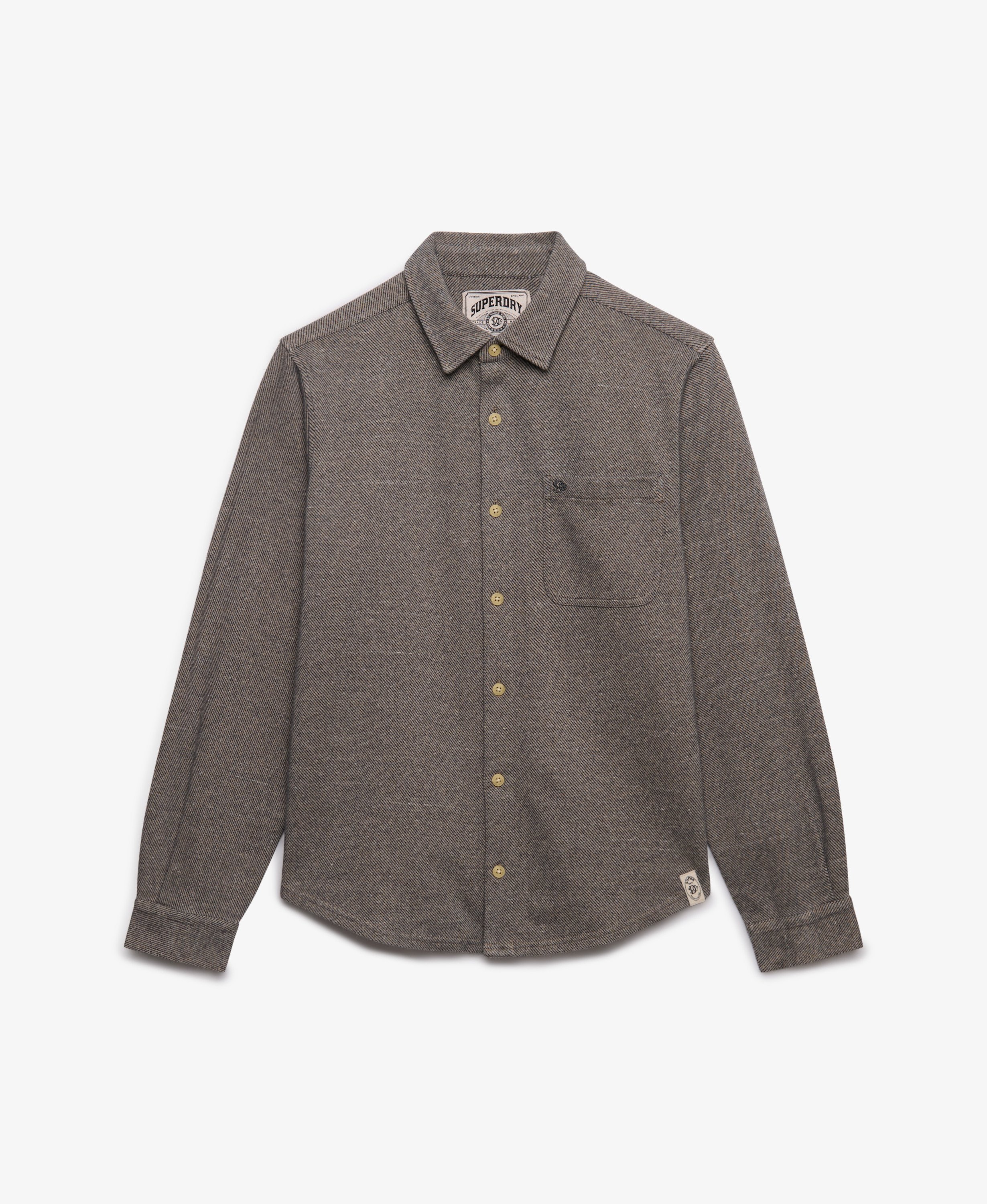 Superdry - Twill Tweed Jersey Shirt  - Taupe Tweed - 6