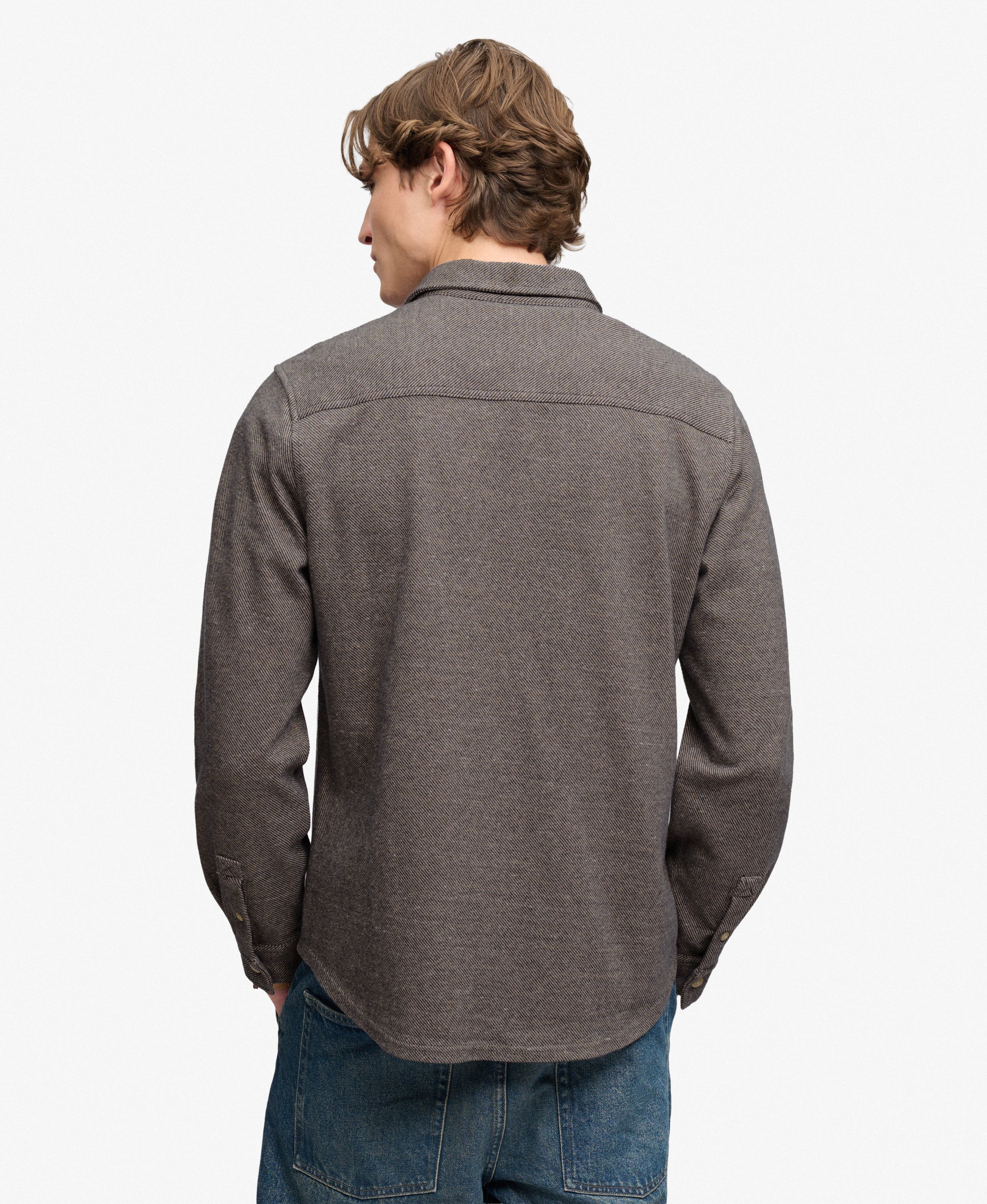 Superdry - Twill Tweed Jersey Shirt  - Taupe Tweed - 2